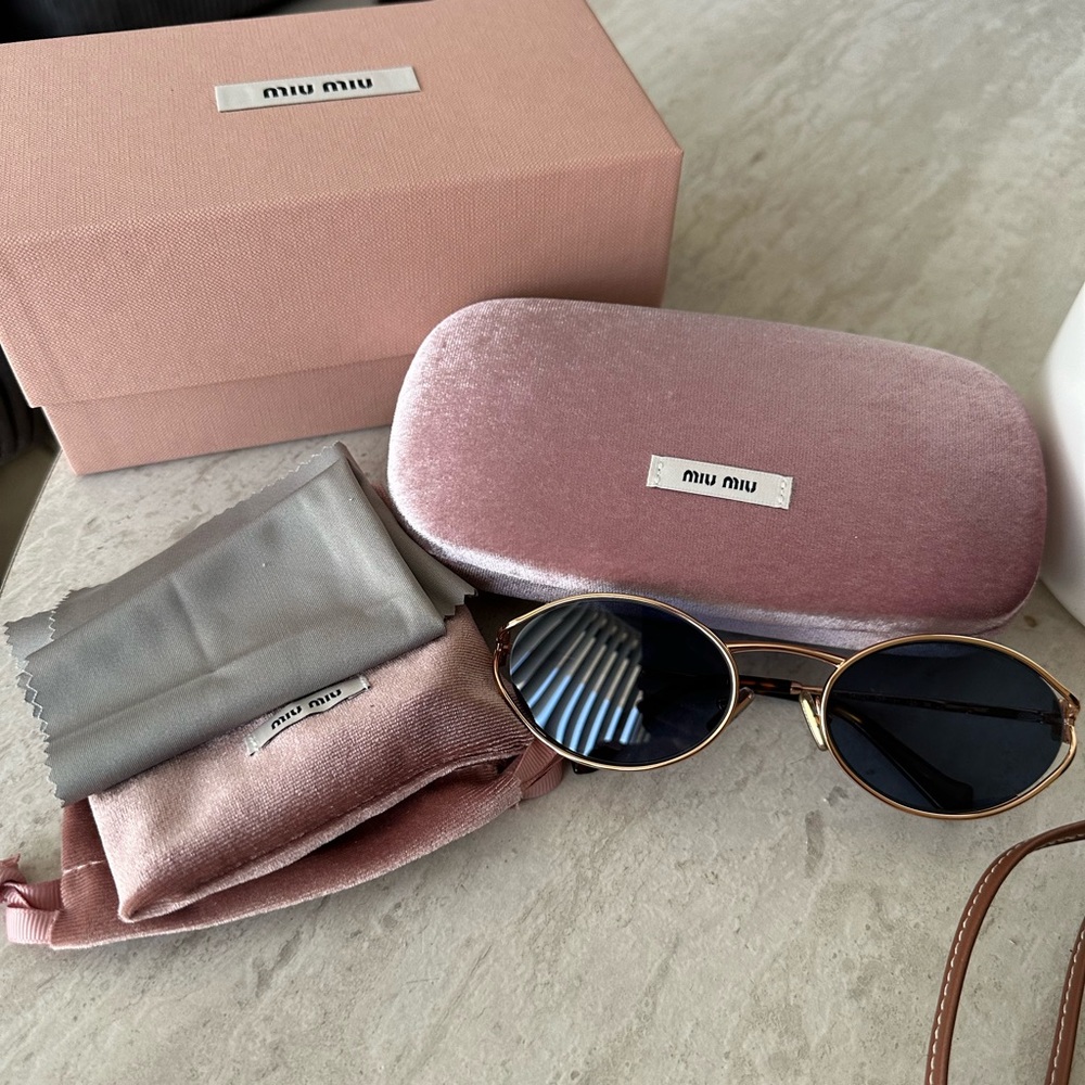 Miu Miu Pink Velvet Sunglasses Set